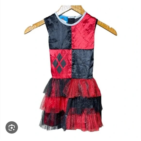Kids Harley Quinn Jester Costume - Red and Black - NWT Size S 4-6 - Picture 1 of 4